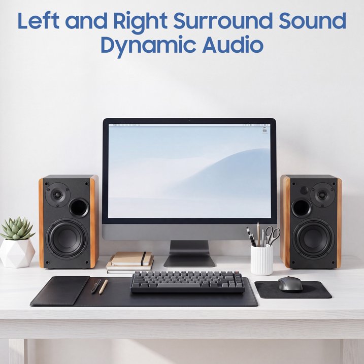 80W Powered Bookshelf Speakers, Bluetooth 5.3 HiFi Wireless Speaker with 4 inch Woofer, AUX/USB/Optical Inputs, Remote Control, Bass & Treble Adjust, Wooden Enclosure for PC TV Gaming Turntable