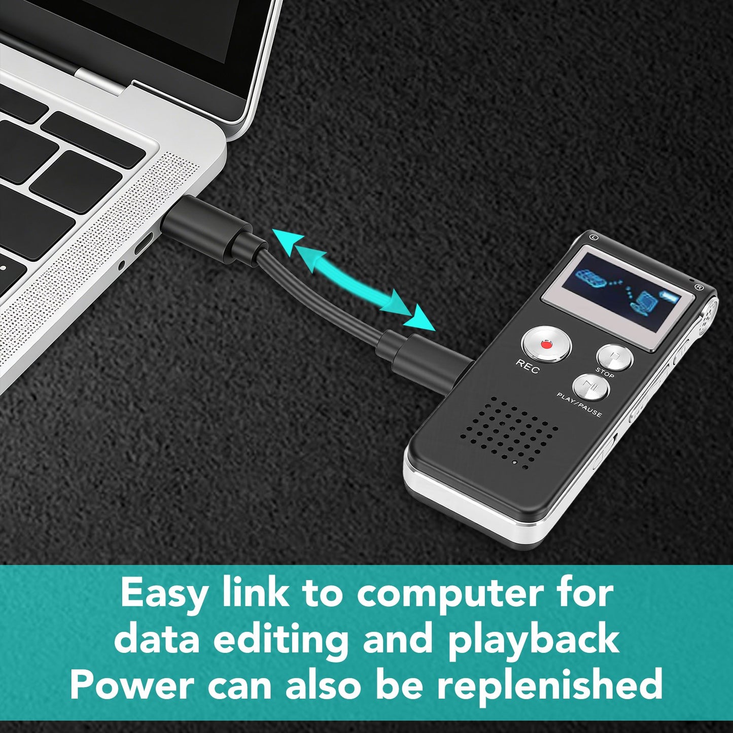 32GB Digital Voice Recorder, Voice Activated Recorder for Lectures, Meetings, Interviews Recording Device with Microphone & Playback, Small Tape Recorder Device w/ USB Cable, MP3 Player