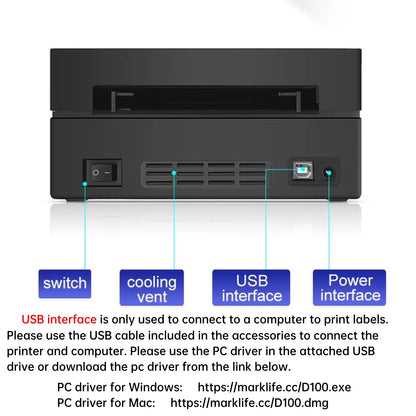 Bluetooth Thermal Printer, Wireless 4x6 Shipping Label Printer for Shipping Package and Small Business Compatible Windows, Mac, iOS, Android, Labels Maker Thermal Label Printer