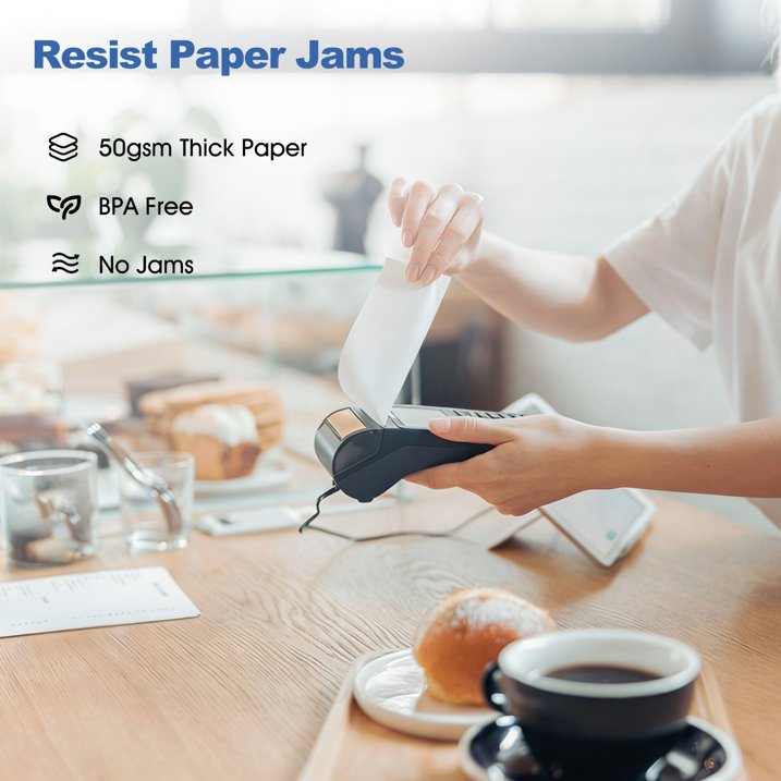 (30 Rolls) 2 1/4" x 16.4' Thermal Receipt Paper, 58mm Cash Register Paper Rolls, Compatible with Most Card Machine Fits All 58mm Mini Thermal Printers