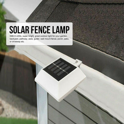 Waterproof Solar Light, 6 LED Waterproof Solar Power Fence Light Garden Security Gutter Lamp Outdoor Decor