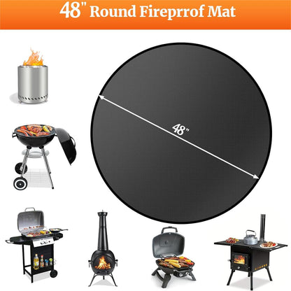 48inch Under Grill Mats for Outdoor Grill, Double-Sided Fireproof Deck and Patio Protector Mat, Waterproof Anti-Slip Easy Clean Oil-Proof BBQ Floor Pad Indoor Fire Pit Fireplace Mat for Deck Terrace