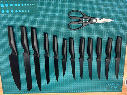 Knife Set, 14-Piece Kitchen Knife Set With Built-in Sharpener, High Carbon Stainless Steel Knives Block Sets, Dishwasher Safe, Black