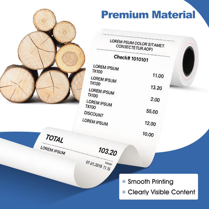 (30 Rolls) 2 1/4" x 16.4' Thermal Receipt Paper, 58mm Cash Register Paper Rolls, Compatible with Most Card Machine Fits All 58mm Mini Thermal Printers