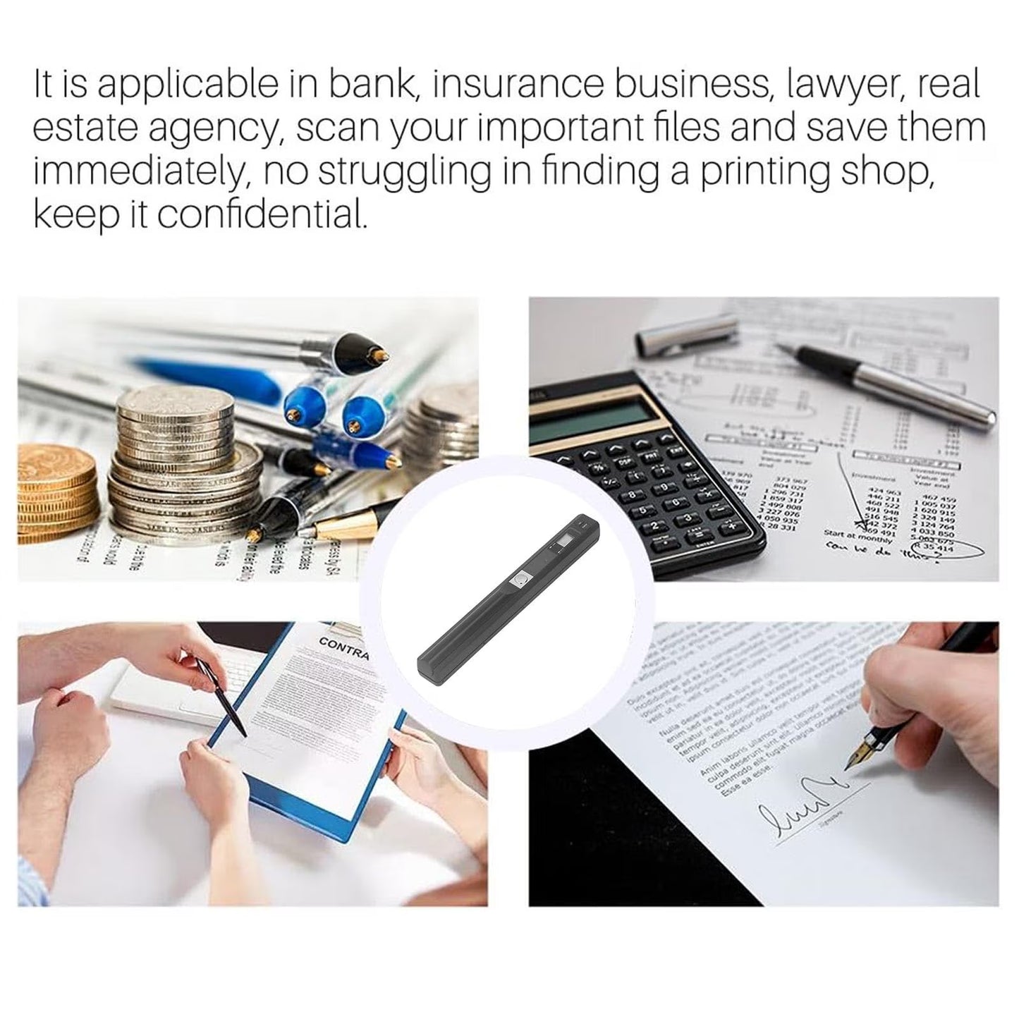 Portable Scanner A4 Document Handheld Scanner 900DPI JPG PDF Formate for Business Picture, Black