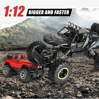 1:12 Scale RC Cars for Adults, All Terrain off-Road Remote Control Truck 48KM/H, High Speed 4WD RC Vehicle with 60 Min Runtime, 2 Batteries LED Lights Gifts Toys for Kids