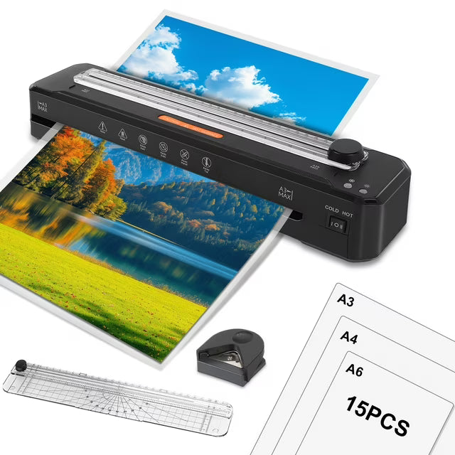 A3 Laminator Machine, 13 inch Cold Hot Laminating Machine with Laminating Sheets, Paper Trimmer and Corner Rounder, Fast Warm No Jam Personal Thermal Laminator Machine 11x17 for Home Office School