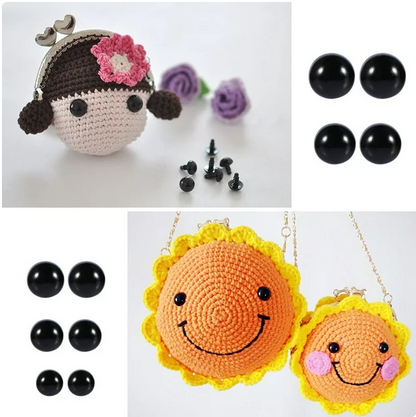 Mavis Laven 100pcs 6-12mm Black Plastic Safety Eyes for Bear, Doll, Puppet, Plush Animal and Craft