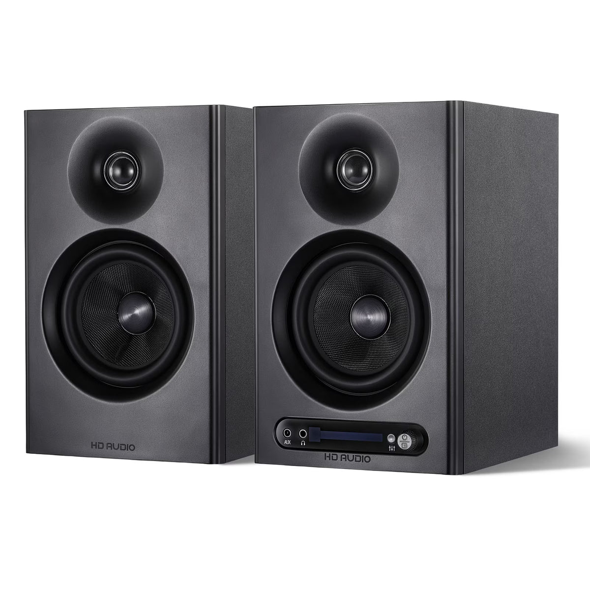 80W Powered Bookshelf Speakers, Bluetooth 5.3 Active Computer Speakers with 1" Silk Dome Tweeters & 4" Woofers, ARC/AUX/Optical/USB, Adjustable Bass & Treble, Wood Finish for TV PC Gaming Turntable