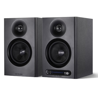 80W Powered Bookshelf Speakers, Bluetooth 5.3 Active Computer Speakers with 1" Silk Dome Tweeters & 4" Woofers, ARC/AUX/Optical/USB, Adjustable Bass & Treble, Wood Finish for TV PC Gaming Turntable