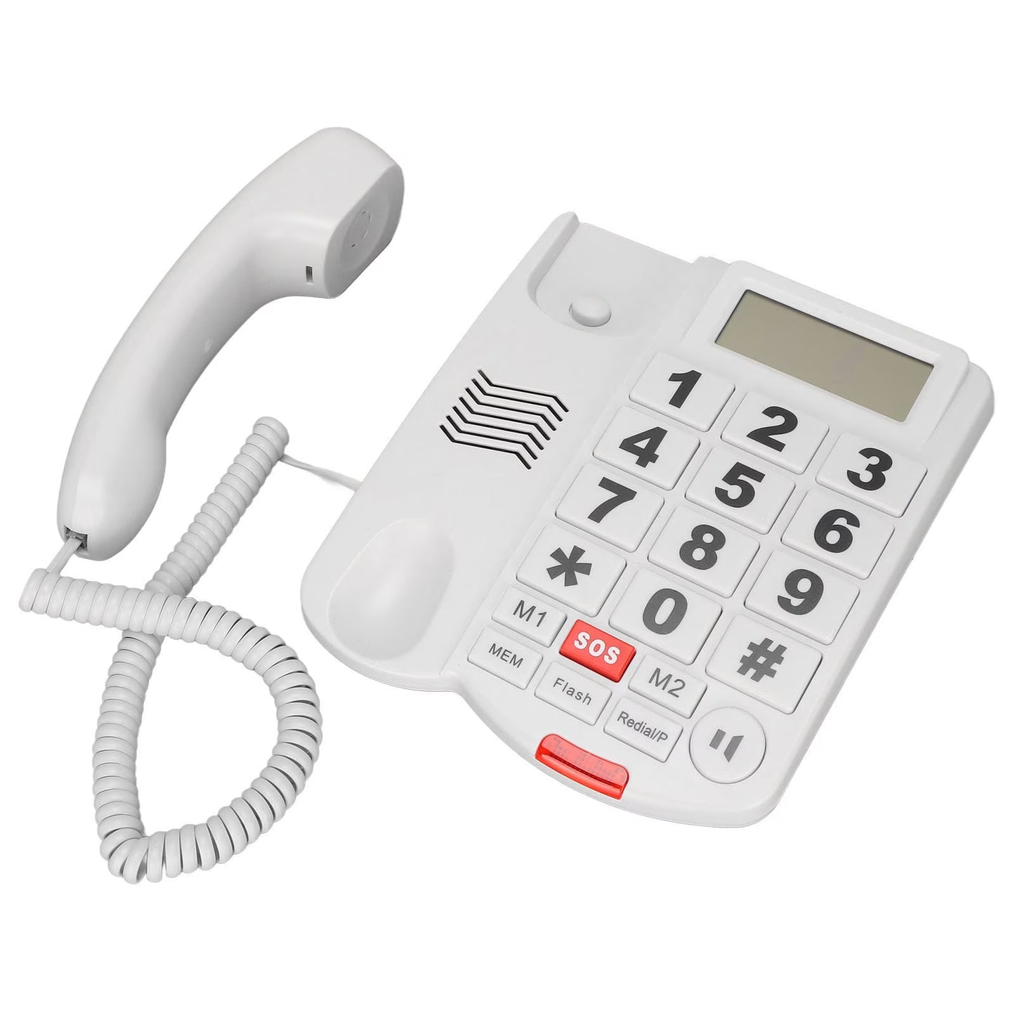 Large Button Phones for Seniors, Wired Telephone with Caller ID/Hands-Free for Office, Adjustable Amplified Volume Landline Phones for Visually/Hearing Impaired Elderly Emergency House Phones