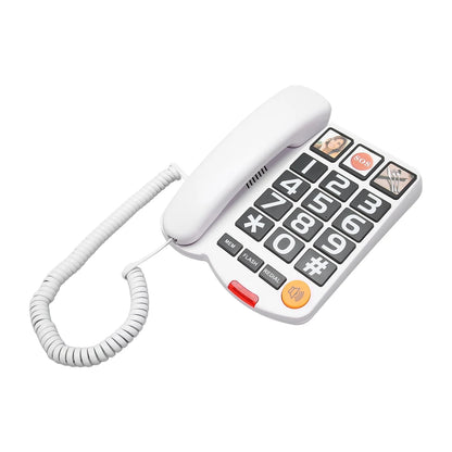Big Button Phone for Seniors, Corded Landline Telephone with Handsfree, One-Touch Dialling, Large Key Adjustable Volume Wired Phone for Visually/Hearing Impaired, Extra Loud Ringer, White