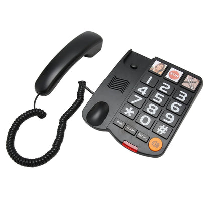 Big Button Phone for Seniors, One-Touch Dialling Corded Landline Telephone with Handsfree, Large Key Adjustable Volume Wired Phone for Visually/Hearing Impaired Elderly, Extra Loud Ringer, Black