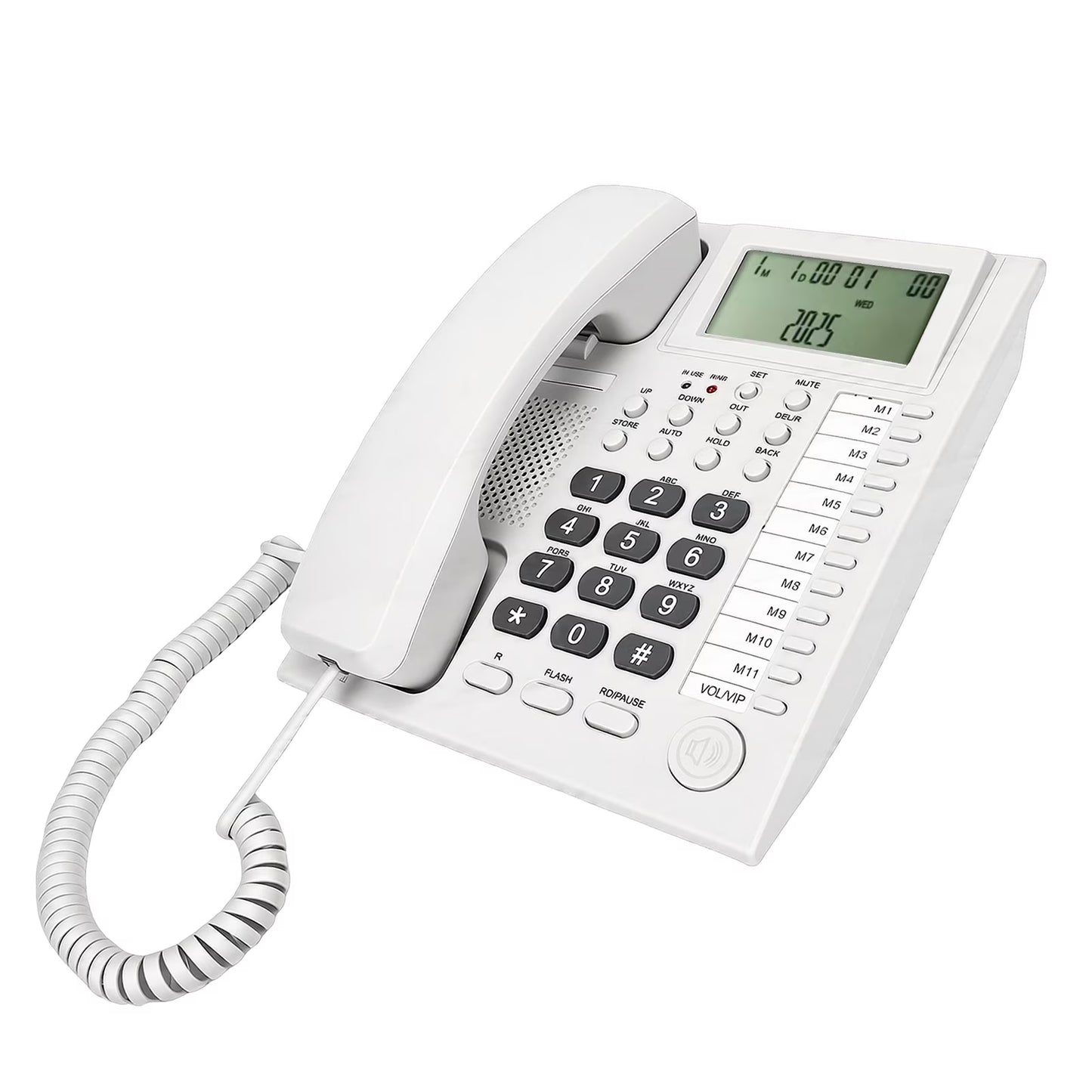 Corded Caller ID Telephone, Landline Home Phones with Backlight LCD Display & Speaker, Office Landline Phone, Loud Ringer & Volume Adjustable, Desktop Speed Memory Dial Telephones for Seniors
