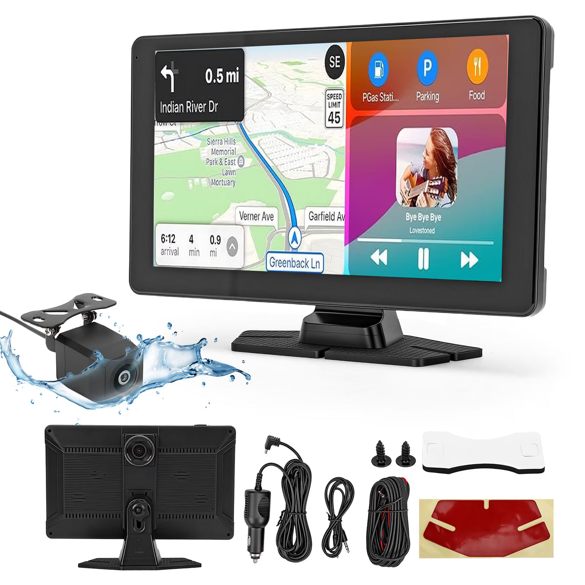 9" Wireless CarPlay Screen with Car Play & Android Auto for Car, 32GB SD Card, 4K Dash Cam, Voice Control, Backup Camera, Bluetooth, Mirror Link, Navigation, AUX, Plug and Play Car Stereo