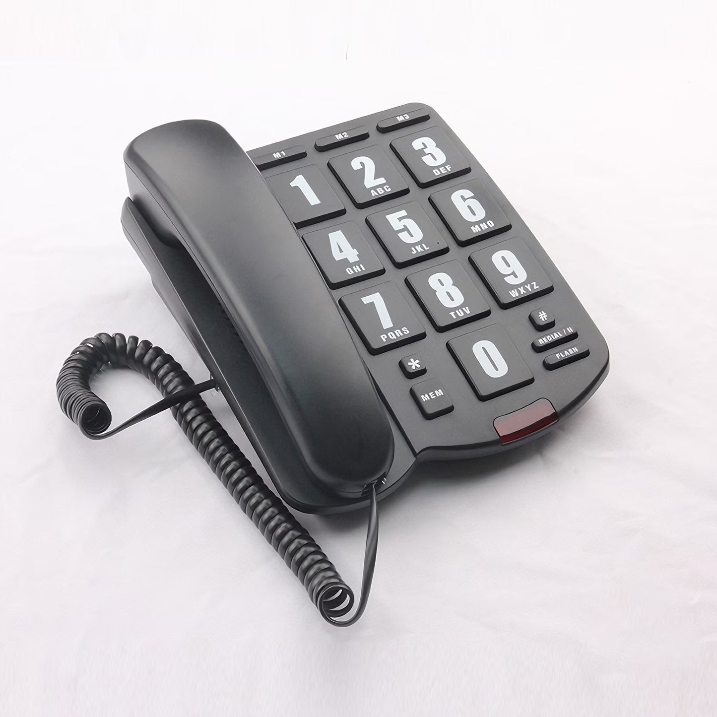 Big Button Phone for Seniors, Corded Landline Telephone for Elderly w/ Visually Disorders/Hearing Damage, Adjustable Volume Large Key Wired Telephone, One-Touch Dialling, Extra Loud Ringer, Black