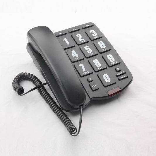 Big Button Phone for Seniors, Corded Landline Telephone for Elderly w/ Visually Disorders/Hearing Damage, Adjustable Volume Large Key Wired Telephone, One-Touch Dialling, Extra Loud Ringer, Black