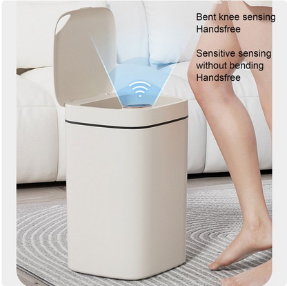 Smart Automatic Touchless Trash Can With Lid,3.7 Gallon Garbage Bin Waste Basket For Kitchen,Living Room,Bedroom, Bathroom, Office,White