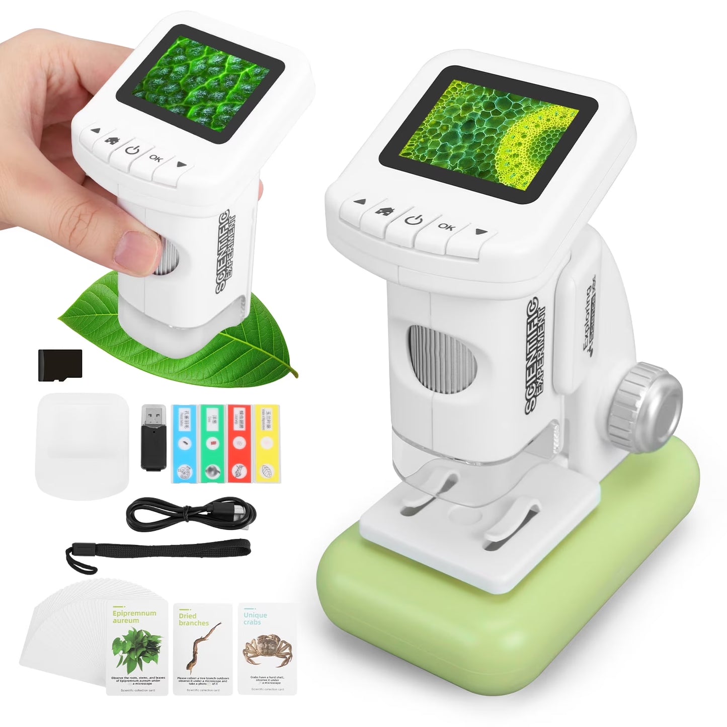 Digital Microscope for Kids 1200X - 2'' LCD Screen STEM Toy with 32G SD Card for Photo/Video, Portable Pocket Microscope for Boys Girls Ages 6,7,8-12, Science Kit Gift Birthday Christmas