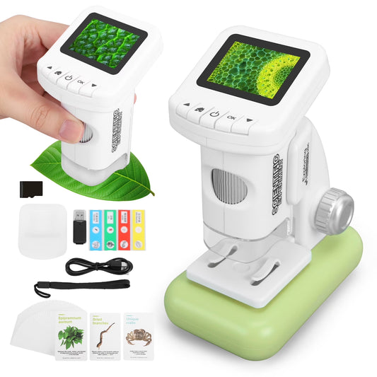 Digital Microscope for Kids 1200X - 2'' LCD Screen STEM Toy with 32G SD Card for Photo/Video, Portable Pocket Microscope for Boys Girls Ages 6,7,8-12, Science Kit Gift Birthday Christmas