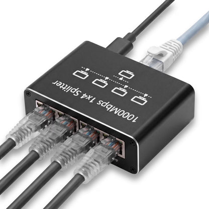 Ethernet Splitter 1 to 4, Network Splitter with USB Power Cable, RJ45 Internet Splitter Adapter 1000Mbps High Speed for Cat 5/5e/6/7/8 Cable [4 Devices Networked Simultaneously]