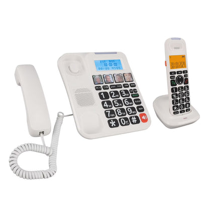 Expandable Corded/Cordless Phone System with Answering Machine, Big Button Senior Phone with Caller ID/Call Blocking & Handset/Amplified Speakerphones, Landline Business Telephones, White