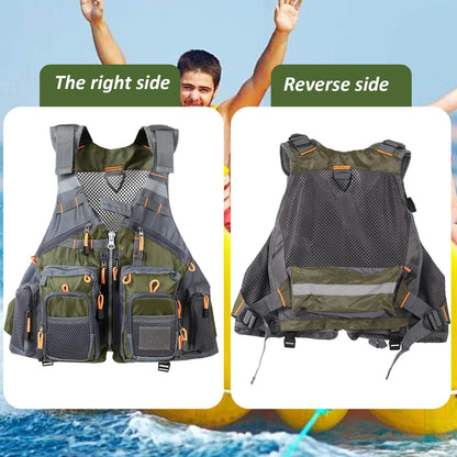 Fly Fishing Vest for Men Women, Comfortable Adjustable Fishing Vest with Multi-Pockets Reflective Stripes, Lightweight and Durable Unisex Strap Fishing Vest Pack, for Fly Bass Fishing