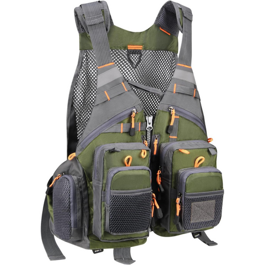 Fly Fishing Vest for Men Women, Comfortable Adjustable Fishing Vest with Multi-Pockets Reflective Stripes, Lightweight and Durable Unisex Strap Fishing Vest Pack, for Fly Bass Fishing