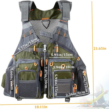 Fly Fishing Vest for Men Women, Comfortable Adjustable Fishing Vest with Multi-Pockets Reflective Stripes, Lightweight and Durable Unisex Strap Fishing Vest Pack, for Fly Bass Fishing
