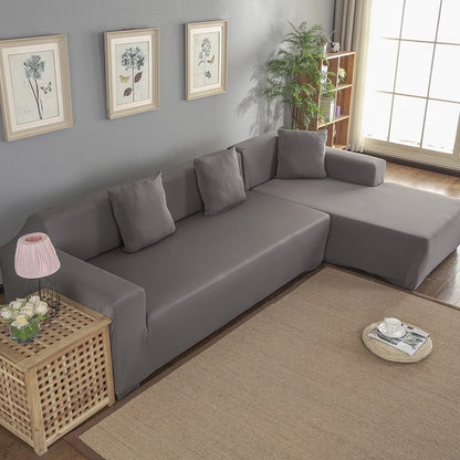 Fyydes 3+2 Seat Corner Sofa Cover L Shape Slipcover Protector For Living Room Gray