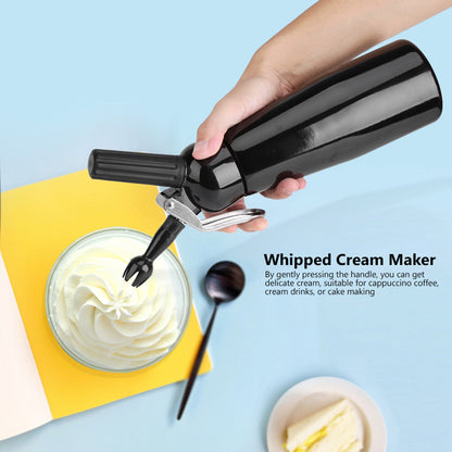 Cream Foam Maker,Cream Dispenser,500mL Black Aluminum Whipped Dessert Cream Butter Dispenser Whipper Foam Maker