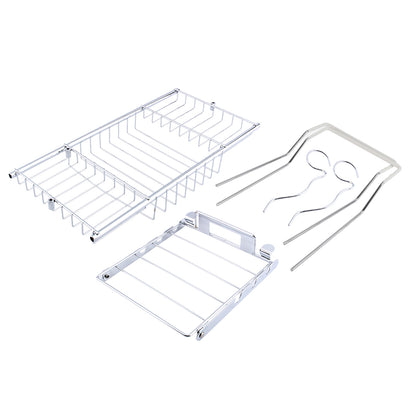 Knifun Bathtub Caddy Tray Across Tub Stainless Steel Reading Expandable Shower Storage Organizer, Over Bath Tub Drying Racks Removable Wine Glass Holder and Book Holder