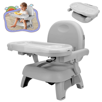 Baby Portable Booster Seat Adjustable Folding Baby Feeding Seat Toddler Chair for for Children up to 33 lbs, Gray