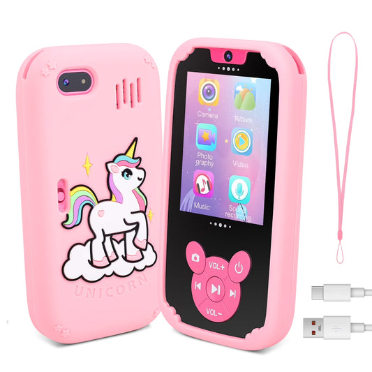Kids Smart Phone Toys for Girls Ages 3-7 with Dual Camera, 2.8" Touchscreen Toddler Phone with Learning Games, Video Player Travel Toys with MP3 Music Player for Christmas Birthday Gifts, Pink