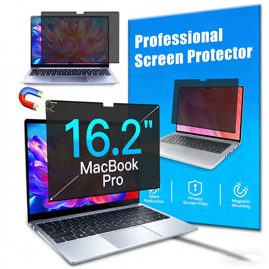 Magnetic Privacy Screen Filter for Macbook Pro 16" (2021-2025,M1/2/3/4), Removable Matte Anti Glare Blue Light Protector Private Security Filter for 16.2" Mac Laptop Computer, A2485/A2780/A2991/A3403