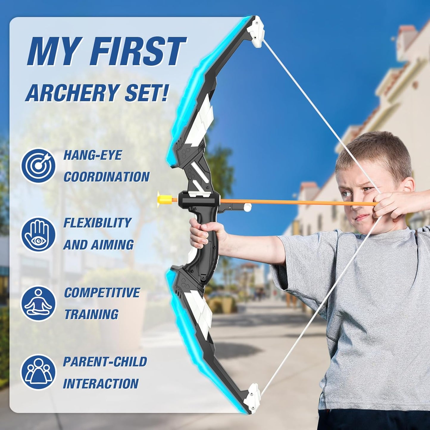 2 Pack Bow and Arrow Set Toy for Kids Boys Girs 3-12 Years Old, Archery Targets Archery Toy Set for Boys with LED Lights Target & Quiver Outdoor Toys for Kids Boys Girls