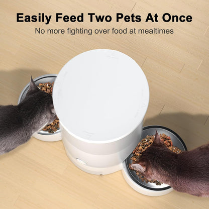 Eotvia Automatic Cat Feeder, Wifi Smart Food Dispenser with APP Control for Remote Feeding, Dual Power Supply, Timed Pet Feeder Programmable 1-10 Meals, 3L, White