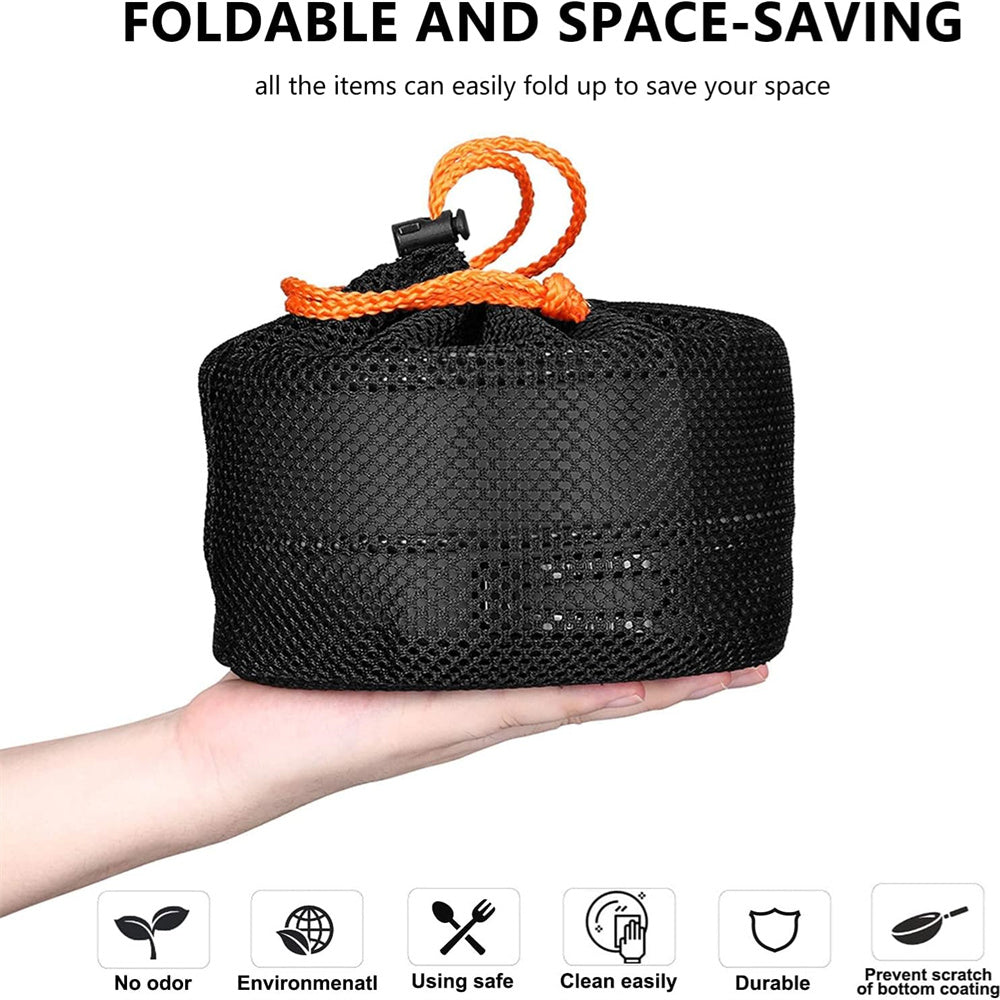 Eotvia Camping Pot And Pan, Stylish Aluminum Alloy Plastic Wood Camping Cookware Set Non Stick Coating With Spoon For Backpacking