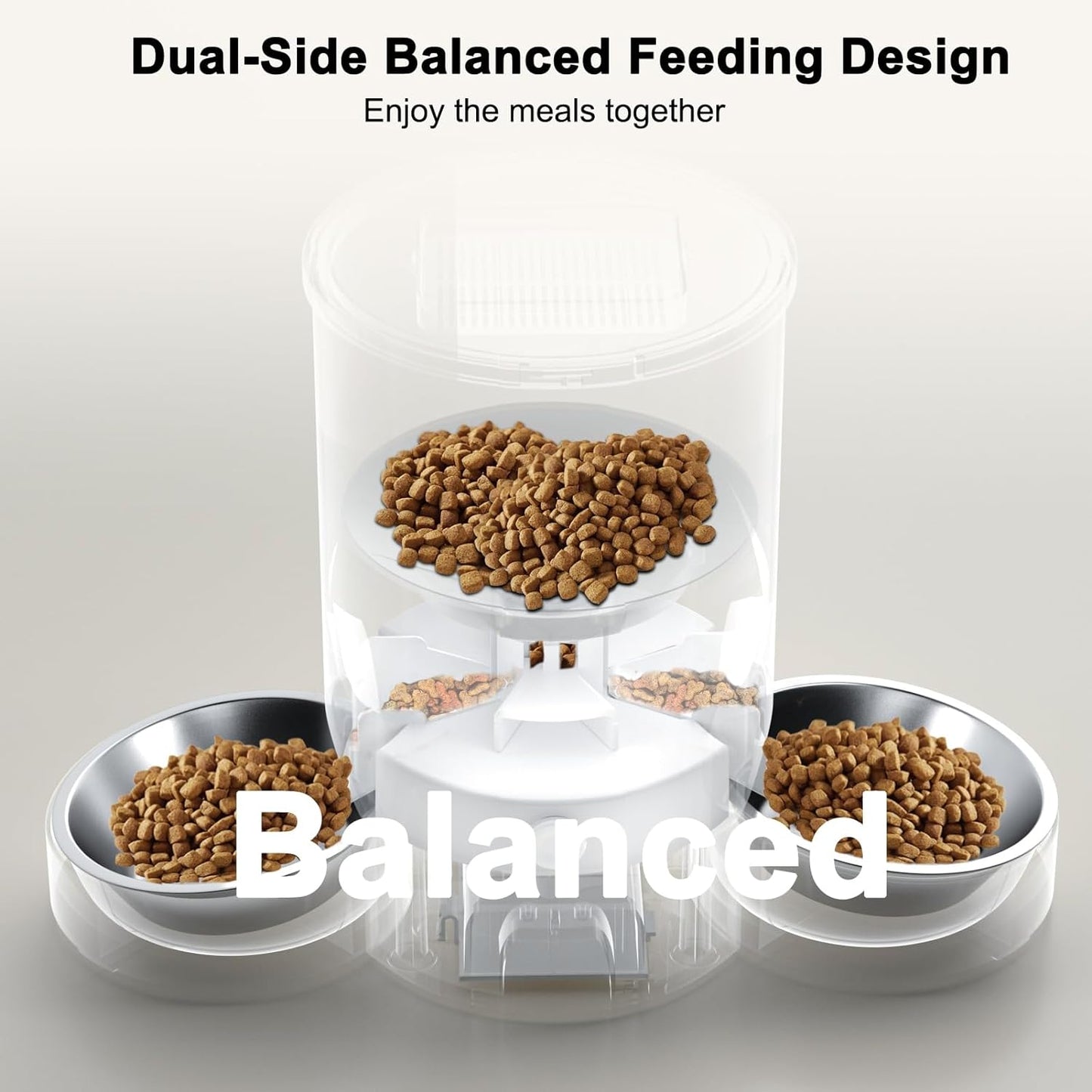 Eotvia Automatic Cat Feeder, Wifi Smart Food Dispenser with APP Control for Remote Feeding, Dual Power Supply, Timed Pet Feeder Programmable 1-10 Meals, 3L, White