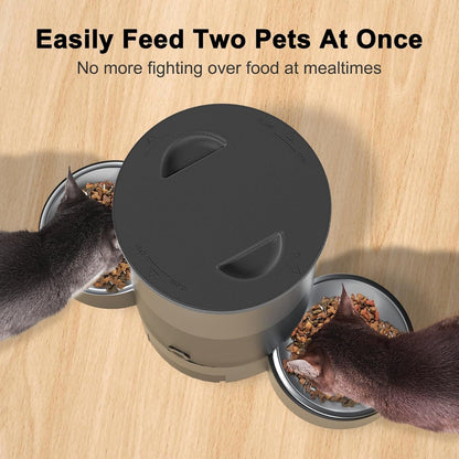 Automatic Cat Feeder, Wifi Smart Food Dispenser with APP Control for Remote Feeding with 10S Dining Voice Record, Dual Power Supply, Timed Pet Feeder Programmable 1-10 Meals, 3L, Black