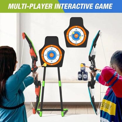 2 Pack Bow and Arrow Set Toy for Kids Boys Girs 3-12 Years Old, Archery Targets Archery Toy Set for Boys with LED Lights Target & Quiver Outdoor Toys for Kids Boys Girls