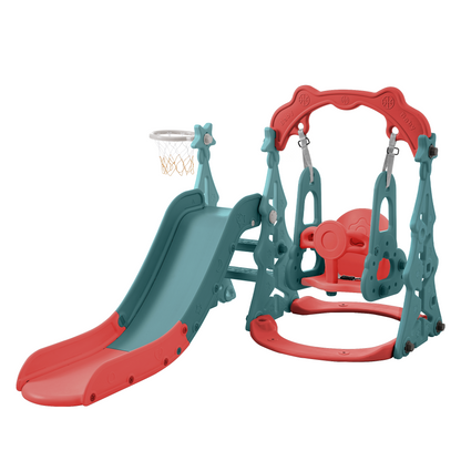 Toddler Slide and Swing Set 3 in 1, Kids Playground Climber Swing Playset with Basketball Hoops Freestanding Combination Indoor & Outdoor