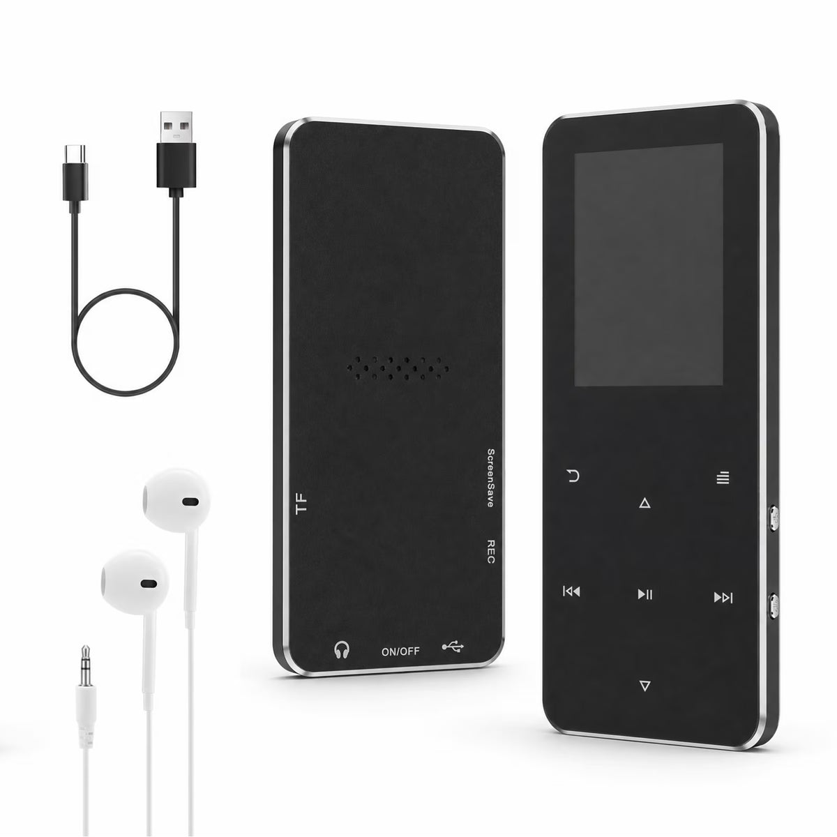 Portable MP3 Player 16GB, with Bluetooth 5.0, Music Player with Built-in HD Loudspeaker, HiFi Lossless Sound, E-Book Reader, Earphones Included, Voice Recorder