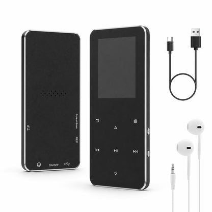 Portable MP3 Player, with Bluetooth 5.0, 32GB Music Player with Built-in HD Loudspeaker, HiFi Lossless Sound, E-Book Reader, Earphone include, Voice Recorder
