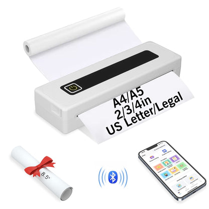 Portable Printer for Travel, Bluetooth Thermal Printer Supports 8.5" x 11" US Letter & Legal A4 Paper, Inkless Wireless Mini Printer Compatible with Android iOS Phone with 1 Rolls of Thermal Paper