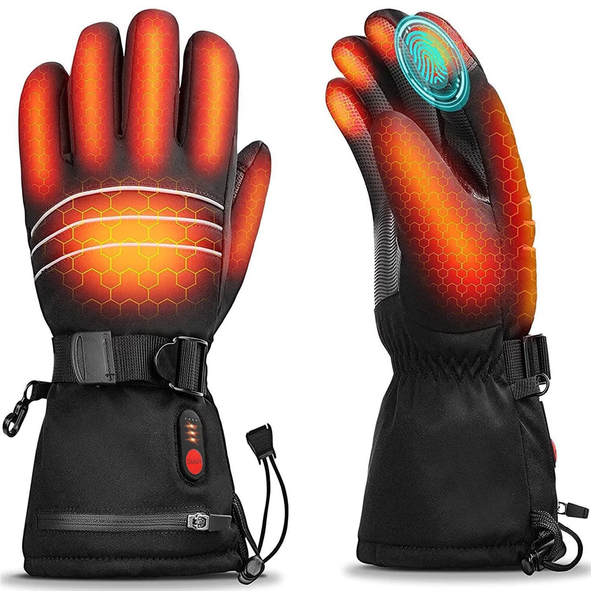 Rechargeable Heated Gloves for Men, 7.4V 6400mAh Electric Battery Heated Gloves for Winter Sports Motorcycle Ski Biking Hiking, Reusable Outdoor Work Hand Warmer, L