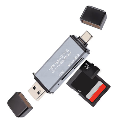 SD Card Reader, USB 3.0 & USB C Dual Slots Micro SD Card Adapter, Memory Card Reader for SD, SDHC, SDXC, microSDHC, microSDXC, TF, Compatible with iPhone 17/16/15, Android, Windows, Laptop