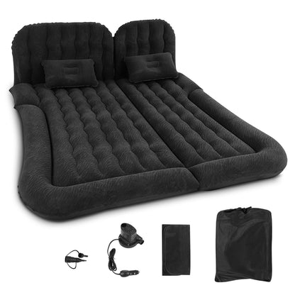 SUV Air Mattress, Double-Sided Thick Flocked Air Mattress with Built-in Pump & Pillow, Complete Sleeping Accessories for Car Camping