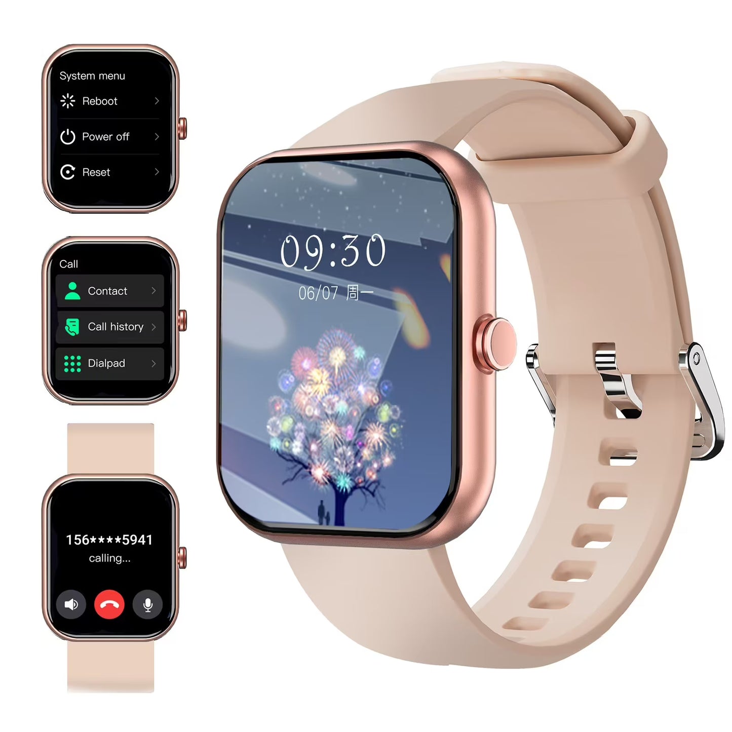 Smart Watch for Women Men, 1.83" Smartwatch (Answer/Make Call) Fits for Android and iOS, Fitness Tracker with 100+ Sport Modes/Message Reminder, IP68 Waterproof Smartwatch for Gift, Pink