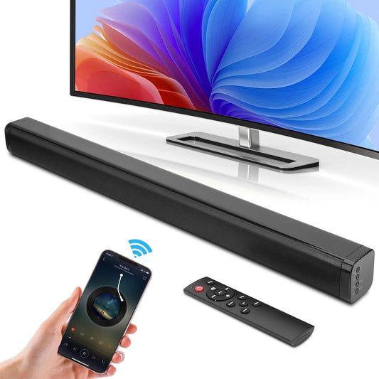 Sound Bar for TV, 40W TV Speaker Soundbar 30 inch Surround Sound System with ARC, Optical, AUX and Remote, Bluetooth 5.0 Stereo Sound for Home Theater PC Gaming Projectors, Wall Mountable